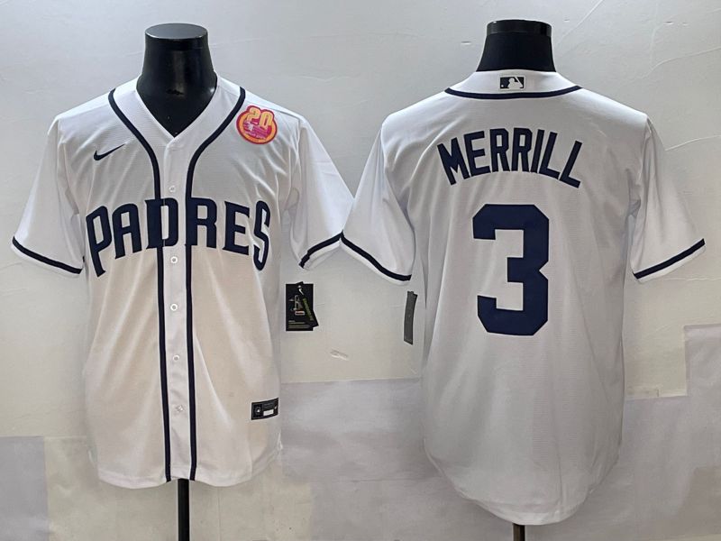 Men 2025 San Diego Padres #3 Merrill White Game Nike MLB Jersey style 8